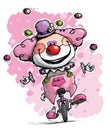 Clown on Unicycle Juggling Girlie Colors Royalty Free Stock Photo