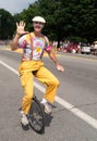 Clown on unicycle in Parade