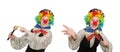 Clown in various poses isolated on white