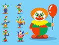 Clown vector circus man characters performer carnival actor makeup clownery juggling clownish human cartoon