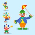 Clown vector circus man characters performer carnival actor makeup clownery juggling clownish human cartoon Royalty Free Stock Photo