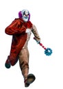 Clown is walking with the bludgeon weapon Royalty Free Stock Photo