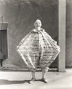 Clown wearing wide costume