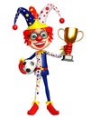 Clown with Wining cup and football