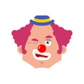 Clown winking emotion avatar. funnyman happy emoji. harlequin icon. Vector illustration