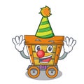 Clown wooden trolley mascot cartoon Royalty Free Stock Photo