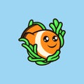 Cute clownfish swimming in the ocean mascot design