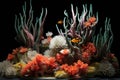 clownfish playfully interacting with sea anemones