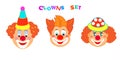 2023 Clowns characters mask, Happy Purim Festival Jewish Holiday Carnival icons Birthday masque set