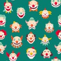 Clowns entertaining people emotions of man pattern vector Royalty Free Stock Photo