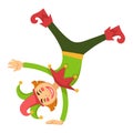 Clown jester in circus amusing upside down vector cartoon character isolated icon Royalty Free Stock Photo