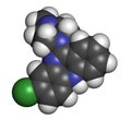 Clozapine atypical antipsychotic drug molecule. Neuroleptic medicine used in treatment of schizophrenia.