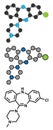 Clozapine atypical antipsychotic drug molecule. Neuroleptic medicine used in treatment of schizophrenia