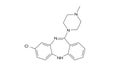 clozapine molecule, structural chemical formula, ball-and-stick model, isolated image atypical antipsychotics