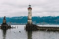 Clsoe up on lighthouse on Lindau Lake, Germany Royalty Free Stock Photo