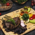 Club Beef steak with and Grilled vegetables Royalty Free Stock Photo