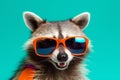 animal clubbing raccoon party music glasses pet young fun portrait background. Generative AI.