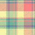 Club check plaid textile, painting fabric pattern texture. Official vector tartan background seamless in red and mint colors