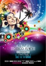 Club Disco Flyer Set with DJs and Colorful backgrounds Royalty Free Stock Photo