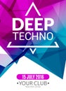 Club electronic deep techno music poster. Musical event DJ flyer. Disco trance sound. Night party Royalty Free Stock Photo