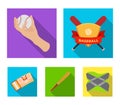Club emblem, bat, ball in hand, ticket to match. Baseball set collection icons in flat style vector symbol stock