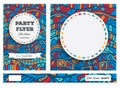 Club Flyers with copy space and hand drawn pattern. Royalty Free Stock Photo