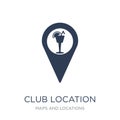 Club location icon. Trendy flat vector Club location icon on white background from Maps and Locations collection