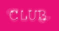 Club Neon Sign Vector. Night Club white neon sign design template, light banner, led bright advertisement, glamour light SIGN