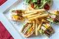 Club sandwich with bacon