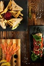 Club Sandwich, Caprese Salad and Cured Salmon Royalty Free Stock Photo