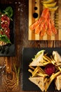 Club Sandwich, Caprese Salad and Cured Salmon Royalty Free Stock Photo