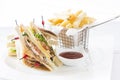 Club Sandwich Cheese, Cucmber, Tomato , Lettuce and french Fries