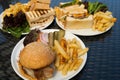 Club Sandwich and Chicken Burger Royalty Free Stock Photo