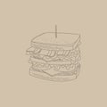 Club Sandwich Hand Drawn Sketch Royalty Free Stock Photo