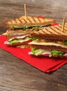 Club sandwich on napkin Royalty Free Stock Photo