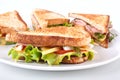 Club sandwich with toasted bread