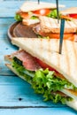 Club sandwiches with salmon Royalty Free Stock Photo