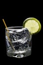 Club Soda or Gin/Vodka Tonic on a black background Royalty Free Stock Photo