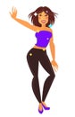 Clubber girl dancing in club vector flat icon