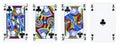 Clubs Suit Playing Cards, Set include King, Queen, Jack and Ace Royalty Free Stock Photo