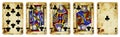 Clubs Suit Vintage Playing Cards - Isolated on White Royalty Free Stock Photo