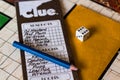 Clue 1972 - The check list of the game Royalty Free Stock Photo