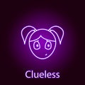 clueless girl face icon in neon style. Element of emotions for mobile concept and web apps illustration. Signs and symbols can be