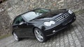 Cluj Napoca/Romania-April 7, 2017: Mercedes Benz W209 Coupe - year 2005, Elegance equipment, Black metallic, 19 inch alloy wheels Royalty Free Stock Photo