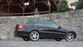 Cluj Napoca/Romania-April 7, 2017: Mercedes Benz W209 Coupe - year 2005, Elegance equipment, Black metallic, 19 inch alloy wheels Royalty Free Stock Photo