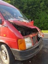 Cluj-Napoca, Romania, 02 April 2017:van with front damaged as an result of accident. Front bumper, hood,