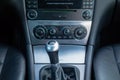 Luxurious german car interior, 6 gear lever, temperature control, dashboard unit Royalty Free Stock Photo