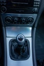 Luxurious german car interior, 6 gear lever, temperature control Royalty Free Stock Photo