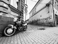 Retro scene outdoors in Cluj town