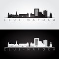 Cluj-Napoca, Romania skyline and landmarks silhouette Royalty Free Stock Photo